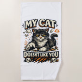 Serviette De Plage Mon Chat Ne T'Aime Pas Rétro (Devant)