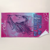 Serviette De Plage Mon Cheval Est Ma Magenta Mondiale (Devant)