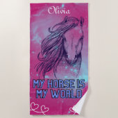 Serviette De Plage Mon Cheval Est Ma Magenta Mondiale (Devant)