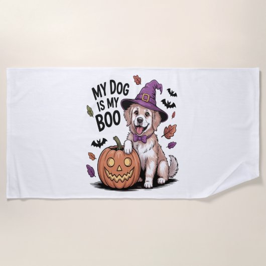 Serviette De Plage Mon chien est My Boo Halloween (Devant)
