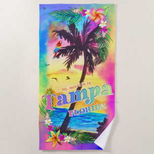 Serviette De Plage Mon coeur est à Tampa Beach Towel