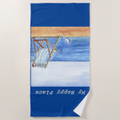 Serviette De Plage Mon illustration heureuse d'aquarelle et d'encre (Devant)