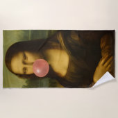 Serviette De Plage Mona Lisa soufflant de bulle rose (Devant)
