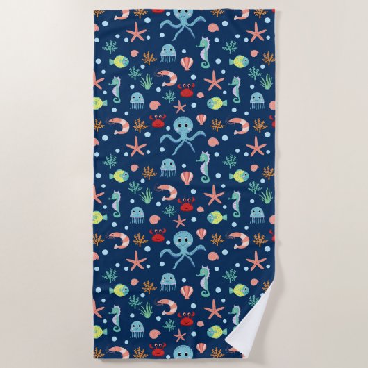 Serviette De Plage Monde marin (Devant)