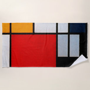 Serviette De Plage Mondrian - Composition avec grand plan rouge