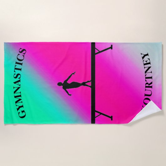 Serviette De Plage Monnaie de balance de gymnastique et Fuchsia (Devant)