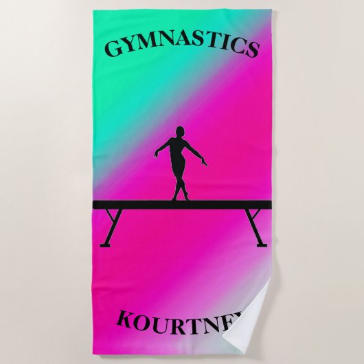 Serviette De Plage Monnaie de balance de gymnastique et Fuchsia (Devant)
