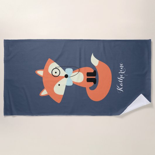 Serviette De Plage Monocle Hipster Red Fox (Devant)