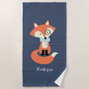 Serviette De Plage Monocle Hipster Red Fox