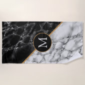 Serviette de plage Monogar noir et blanc personnal (Devant)