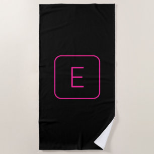 Serviette De Plage Monogram de Styled Pink & Black