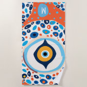 Serviette De Plage Monogram Evil Eye moderne Abstrait Beach Towel (Devant)