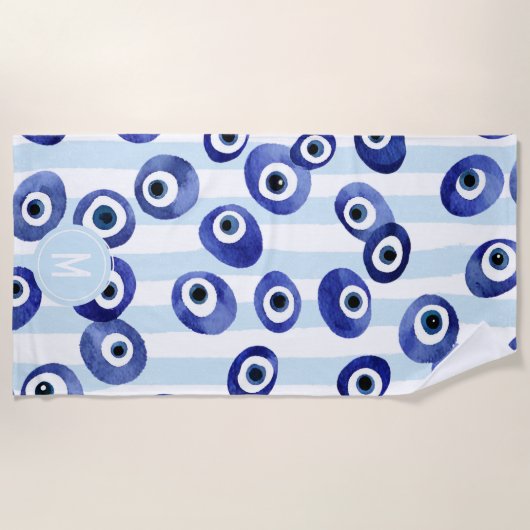 Serviette De Plage Monogram Evil Eye Nazar Tendance Holiday Beach Tow (Devant)