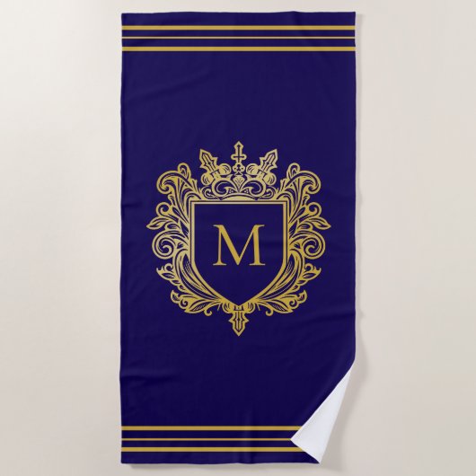 Serviette de plage Monogram Gold (Devant)