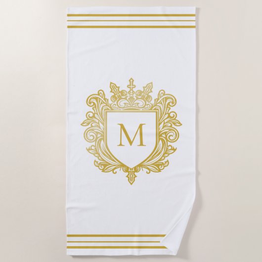 Serviette de plage Monogram Gold (Devant)