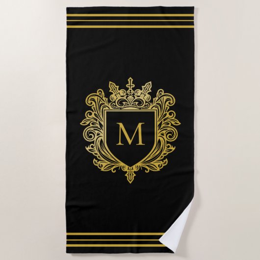 Serviette de plage Monogram Gold (Devant)