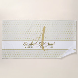 Serviette De Plage Monogram Newlywed Wedding Gold Elegant Venin