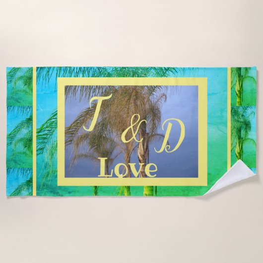 Serviette de plage Monogram Palm Trees de couple (Devant)
