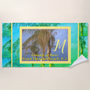 Serviette De Plage Monogram Palm Trees N.J. Beach Towne
