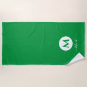 Serviette de plage Monogram personnalisée verte (Devant)