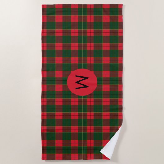 Serviette De Plage Monogram Winter Holiday Tartan pattern Scottish (Devant)