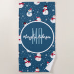 SERVIETTE DE PLAGE MONOGRAME DE SNOWMAN D'HIVER CHRÉTIEN<br><div class="desc">Ajoutez une touche unique et amusante à votre expérience quotidienne grâce à ce design unique et tendance. Amusez-vous avec ce design et beaucoup d'amour.</div>