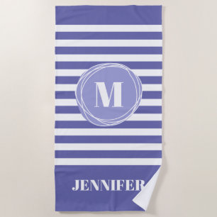 Serviette De Plage Monogramme à bande très peri personnalisé