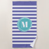 Serviette De Plage Monogramme à rayures tendance (Devant)