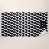 Serviette De Plage Monogramme Ananas noir et blanc (Devant)