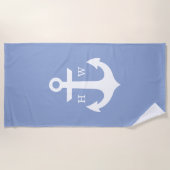 Serviette De Plage Monogramme Ancre périphérique (Devant)