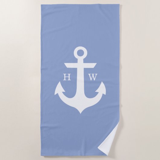 Serviette De Plage Monogramme Ancre périphérique (Devant)
