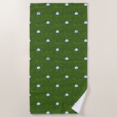 Serviette de plage monogramme balle de golf verte (Devant)