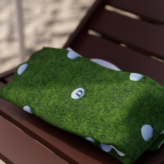 Serviette de plage monogramme balle de golf verte