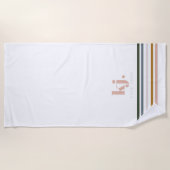 Serviette De Plage Monogramme Bandes Rétro Chic (Devant)