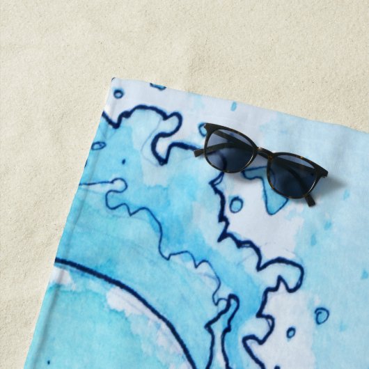 Serviette De Plage Monogramme Beach Water Polo Wave (En situation)