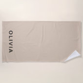 Serviette De Plage Monogramme beige personnalisé (Devant)