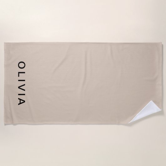 Serviette De Plage Monogramme beige personnalisé (Devant)