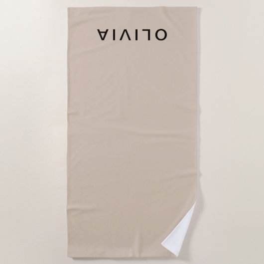 Serviette De Plage Monogramme beige personnalisé (Devant)