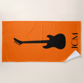 Serviette De Plage Monogramme Black Electric Bass Guitare / Orange (Devant)