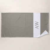 Serviette De Plage Monogramme blanc gris chic (Devant)