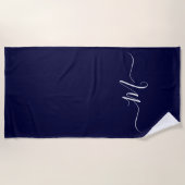 Serviette De Plage Monogramme bleu marine initiale (Devant)