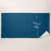 Serviette De Plage Monogramme bleu paon nautique initial (Devant)