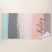 Serviette De Plage Monogramme Brush Strokes Colorée | (Devant)