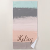 Serviette De Plage Monogramme Brush Strokes Colorée | (Devant)