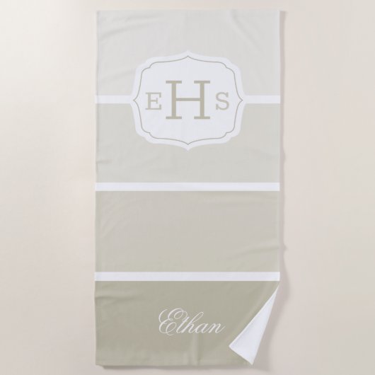 Serviette De Plage Monogramme classique Peinture beige Nuancier (Devant)