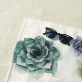 Serviette De Plage Monogramme | Cluster de succulents (En situation)