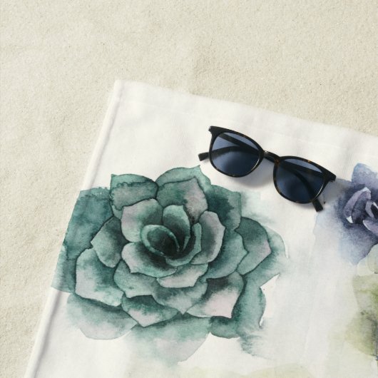Serviette De Plage Monogramme | Cluster de succulents (En situation)