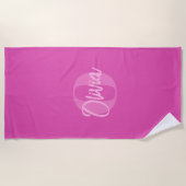 Serviette De Plage Monogramme cool Monochrome rose tendance (Devant)