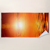 Serviette De Plage Monogramme Coucher de soleil Orange Ciel doré Mer (Devant)