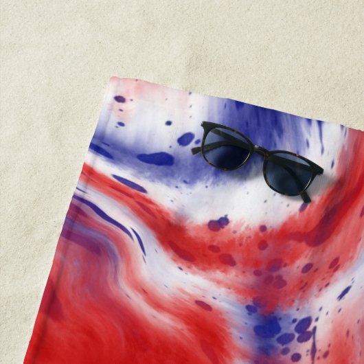 Serviette De Plage Monogramme Cravate rouge, blanc et bleu | Aquarell (En situation)